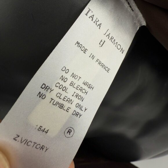 TARA JARMON Brown Wool Academia Leather Collar Chocolate Office Blazer Jacket 38 - Picture 4 of 8